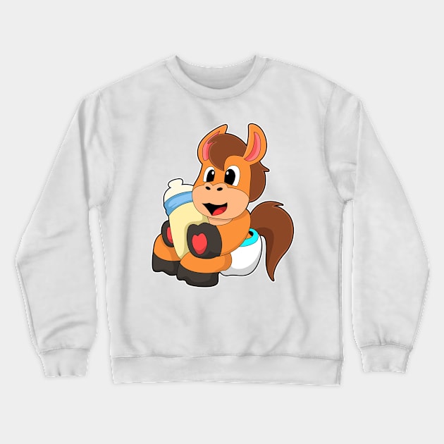 Horse with Baby bottle Crewneck Sweatshirt by Markus Schnabel